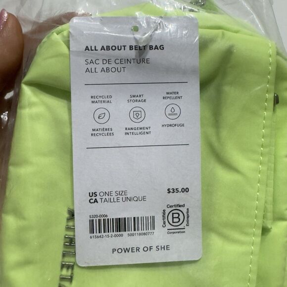 Athleta All About Crossbody Belt Bag Lime Green Power Of She Running Walking Gym - Picture 6 of 9